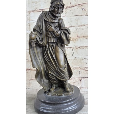 Wise Man Christmas Traveler Nativity Christianity Bronze Statue Sculpture 14 Inches X 6 Inches