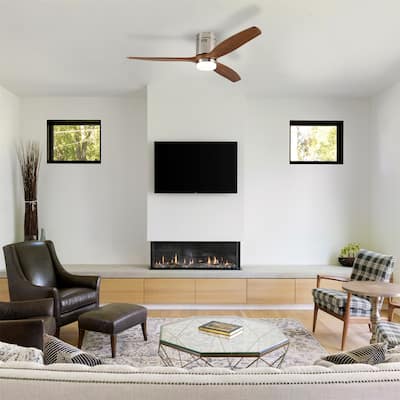 52" Ceiling Fan with Light and Remote Control, 6-speed Reversible DC Motor