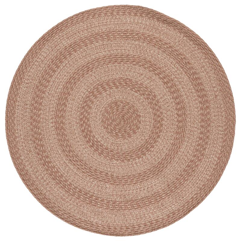 SAFAVIEH Handmade Braided Fatimah Washable Indoor/Outdoor Rug - Weather Resistant & Easy Cleaning - 5' Round - Beige