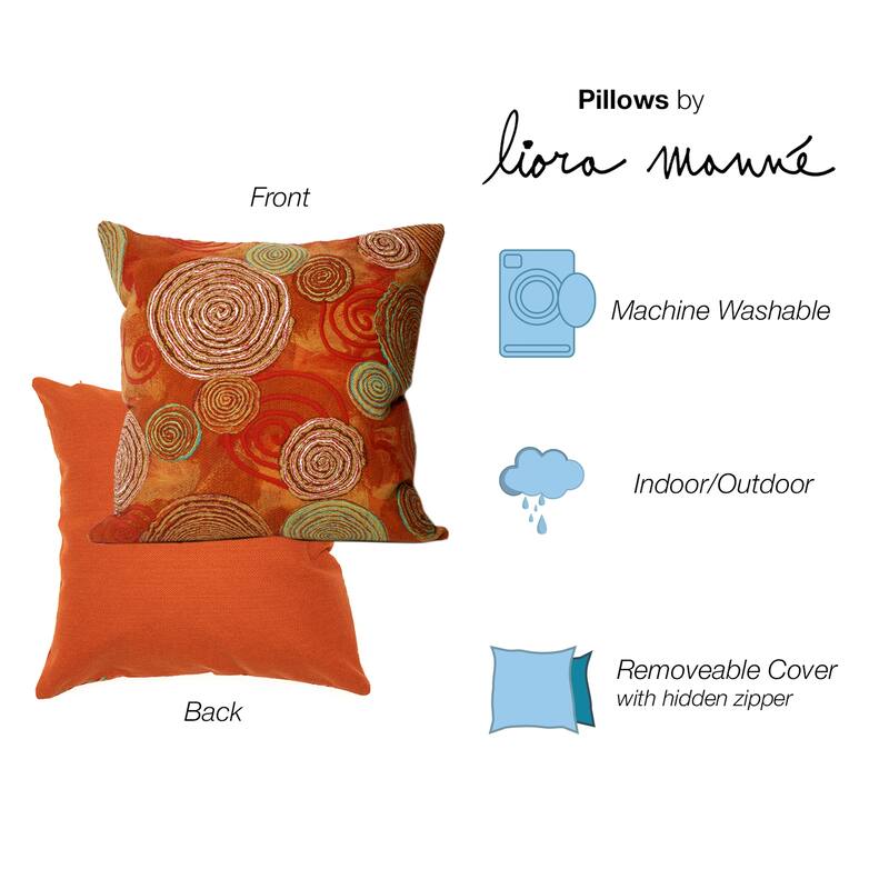 Liora Manne Visions III Graffiti Swirl Indoor/Outdoor Pillow Warm 20" Square