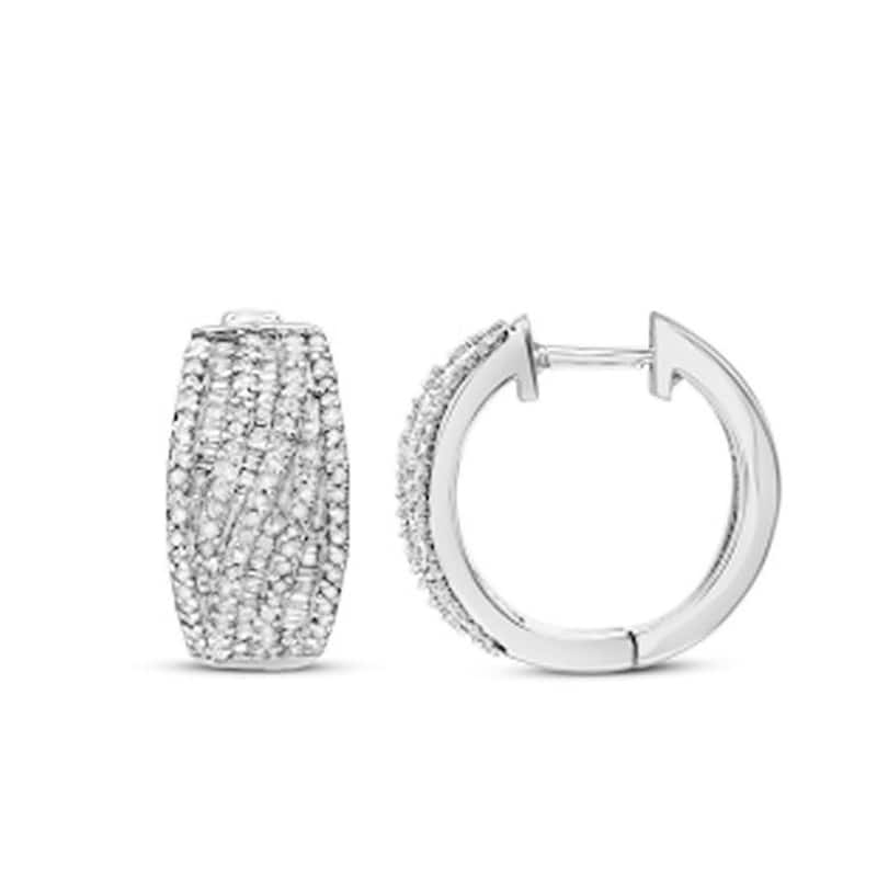 EFFY 925 Sterling Silver Diamond Hoop Earrings