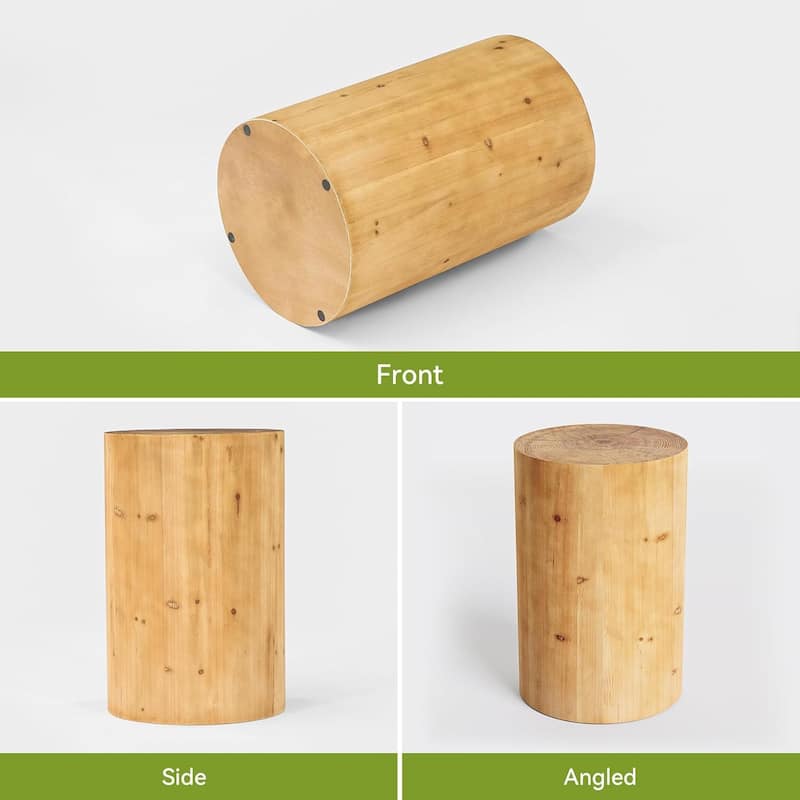 Small Wood Round End/ Side Table, Accent Cocktail Table for Living Room, Bedroom Nightstand