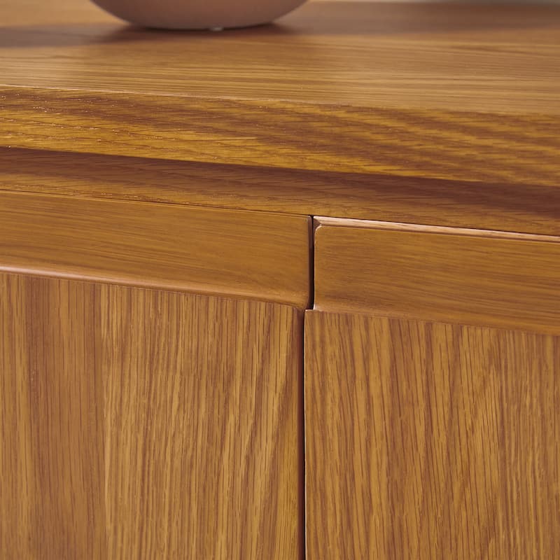 Walker Edison Modern Large Curved Solid Oak Wood Veneer Sideboard