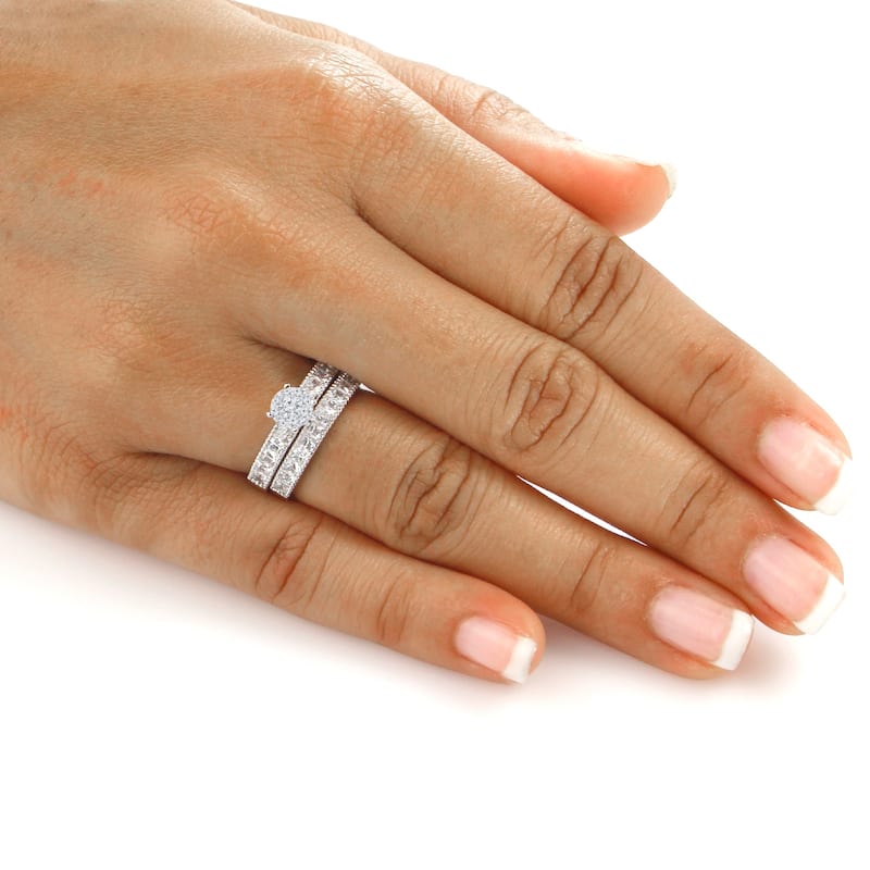 Auriya 1 1/4ctw Classic Round Diamond Engagement Ring Set 14k Gold