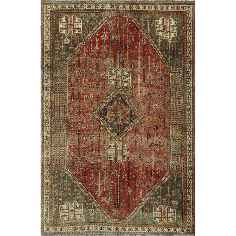 Semi-Antique Jerry Rust/Ivory Rug - 5'5" x 8'1"