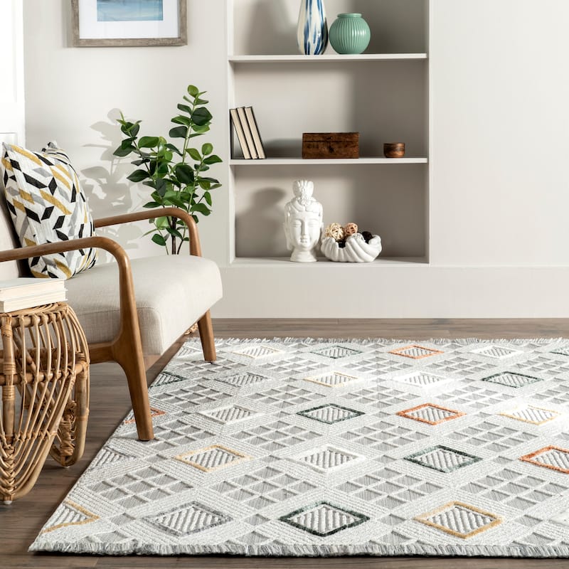Nuloom Madge Contemporary Tiled Fringe Area Rug