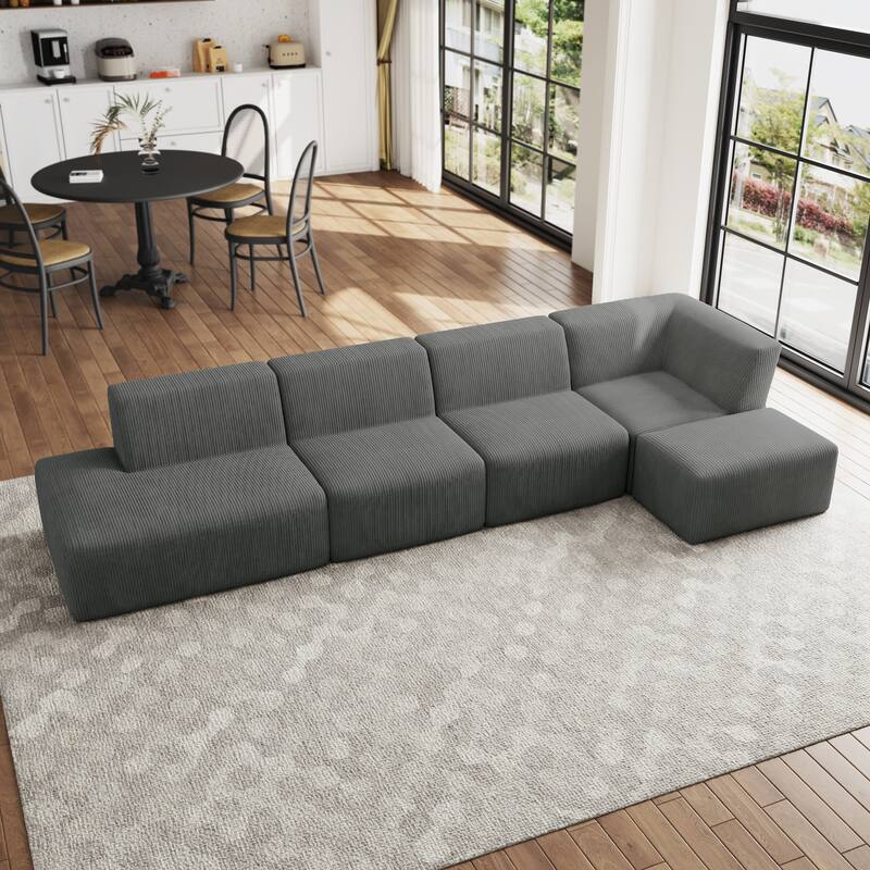 Oversized Corduroy Modular Sectional Fabric Sofa Set