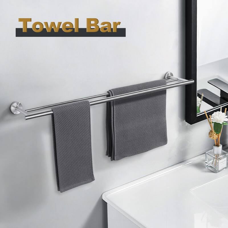 WOWOW Wall Mounted Stainless Steel Double Towel Bar