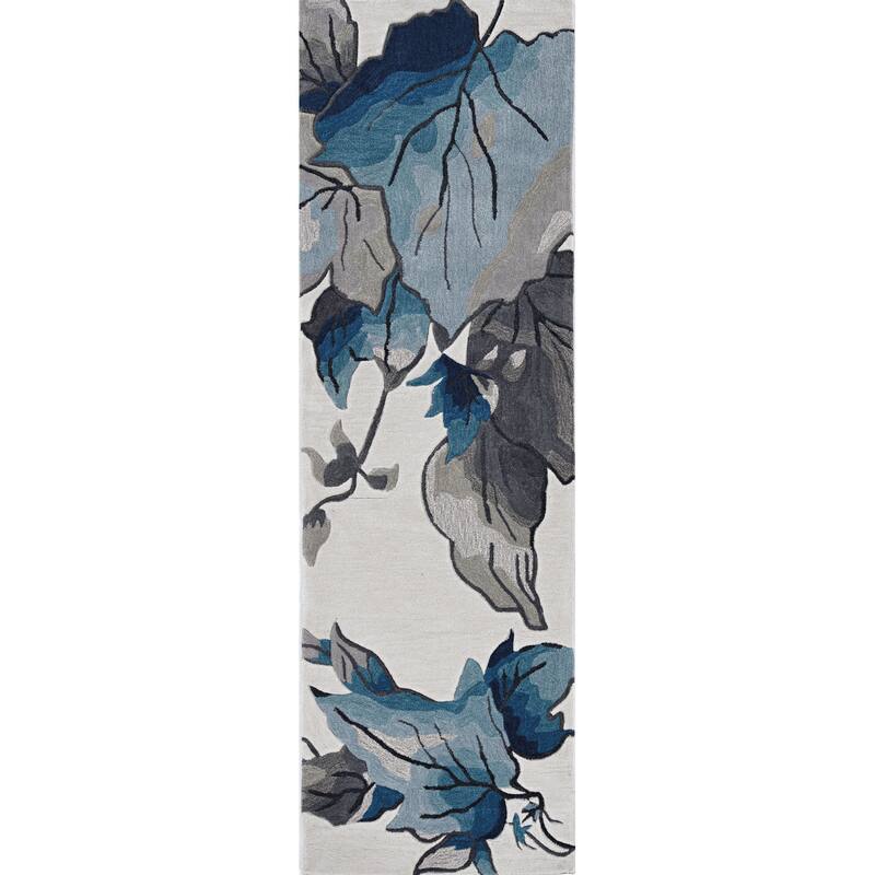 Silver Orchid Hand-tufted Winter Leaves Area Rug