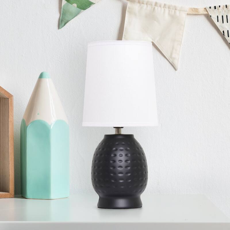 Ceramic Table Lamp with Fabric Shade for Small Spaces - 6 x 6 x 13 in. (L x W x H)