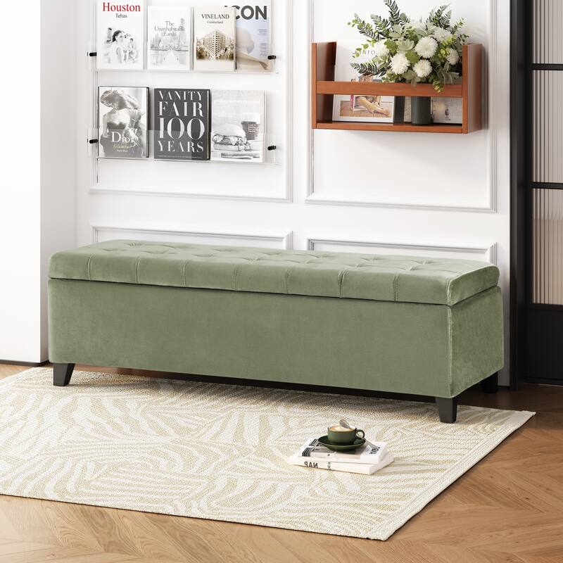 Stylish End of Bed Bench Footrest, Padded Seat Accent Bench