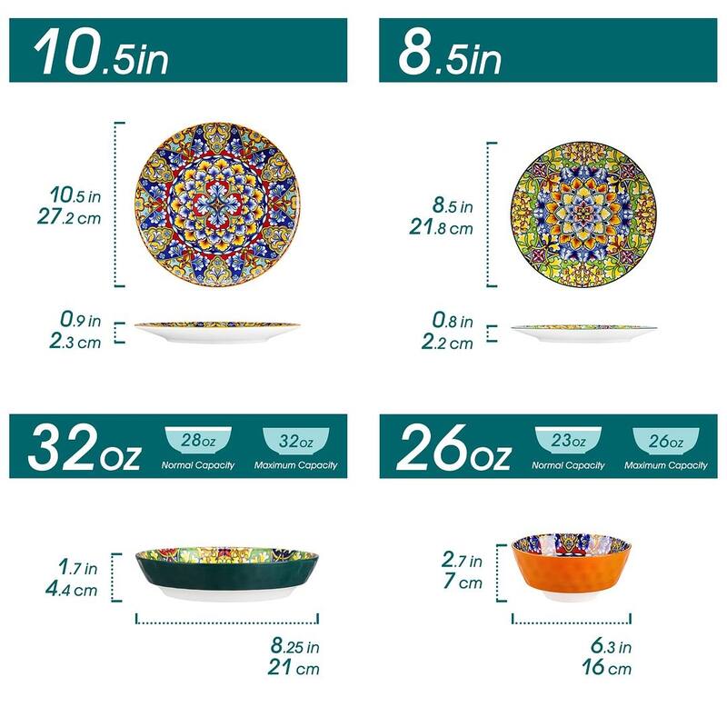 vancasso SIMI 16-piece Bohemian Porcelain Pattern Dinnerware Set
