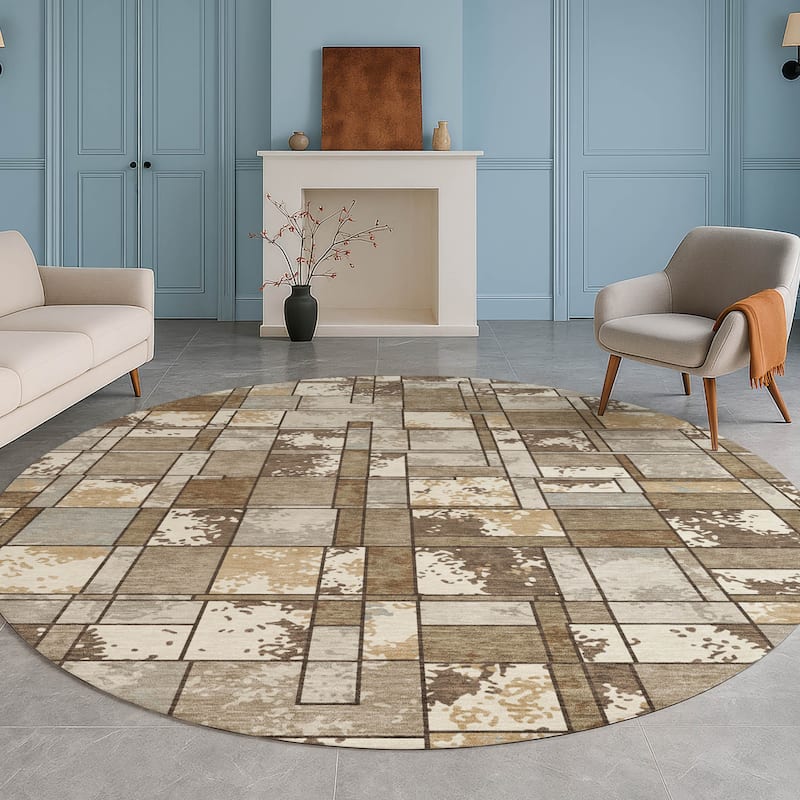 Machine Washable Indoor/ Outdoor Patchwork Chantille Rug