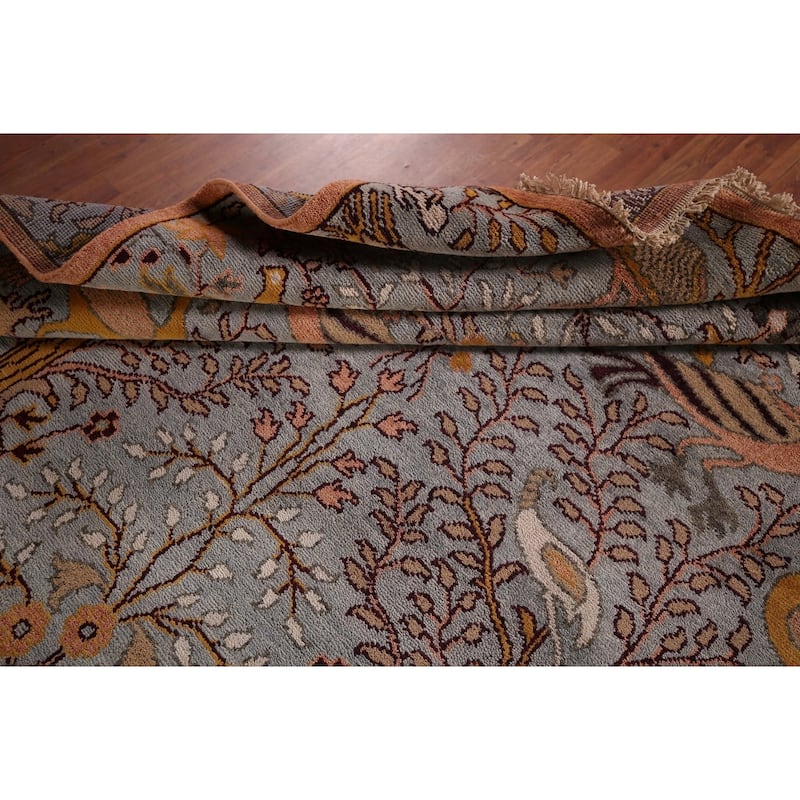 Animals Design Gray Ziegler Oriental Area Rug Handmade Wool Carpet - 7'9"x 9'9"