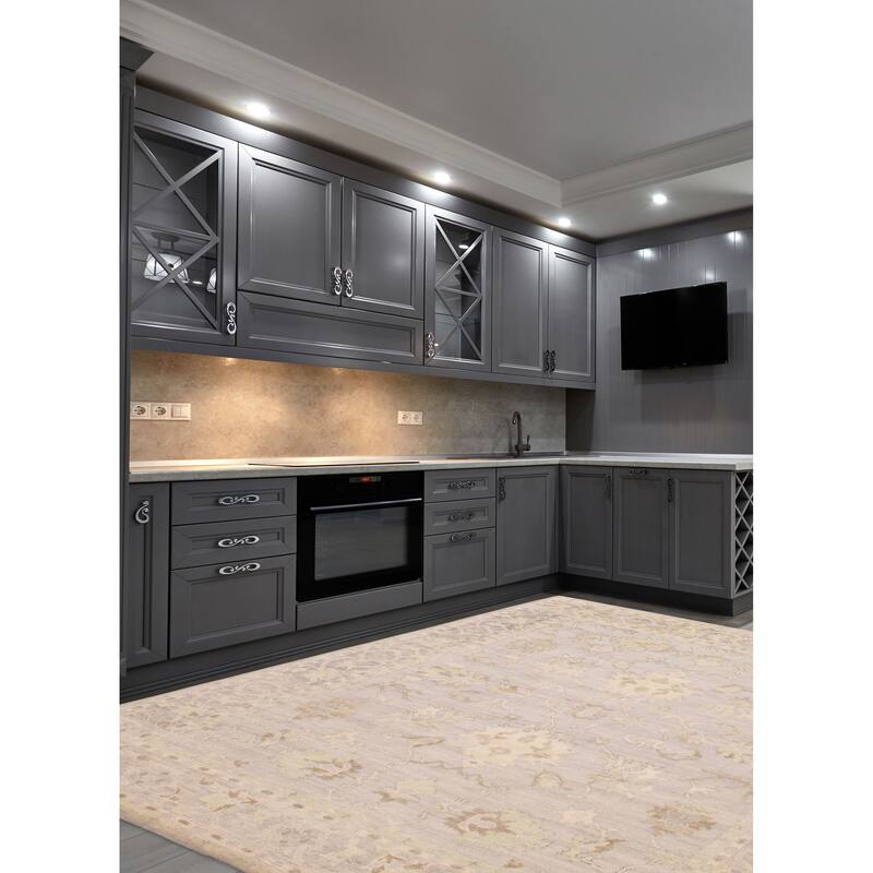 ECARPETGALLERY Hand-knotted Modern Oushak Light Grey Wool Rug - 8' x 10'