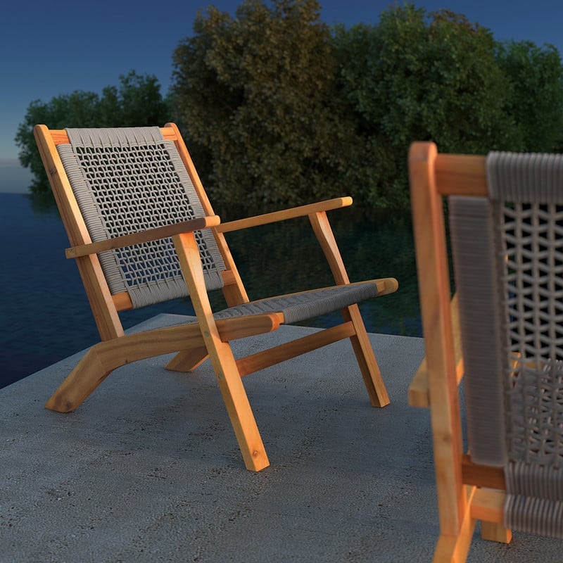 Vega Natural Stain Outdoor Chair in Gray Cording