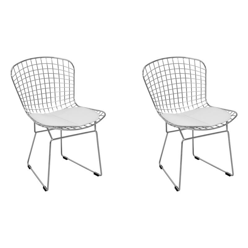 Chrome Wire Dining Side Chair (Set of 2) - N/A - White