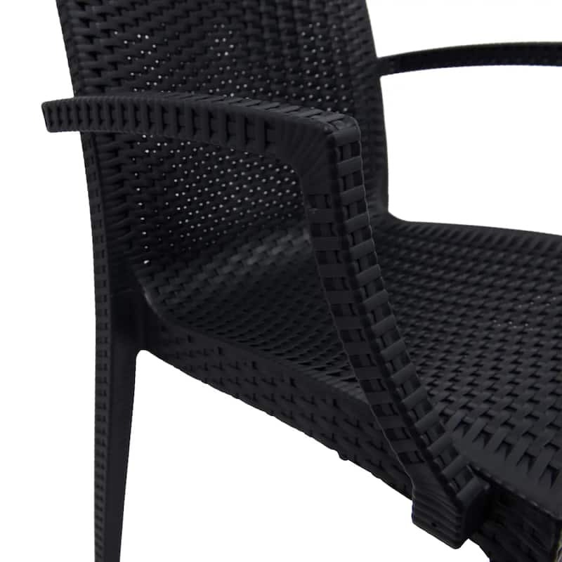 Mace Polypropylene Stackable Armrest Patio Dining Chair with Woven Design for Outdoor Dining Patio Indoor Gatherings