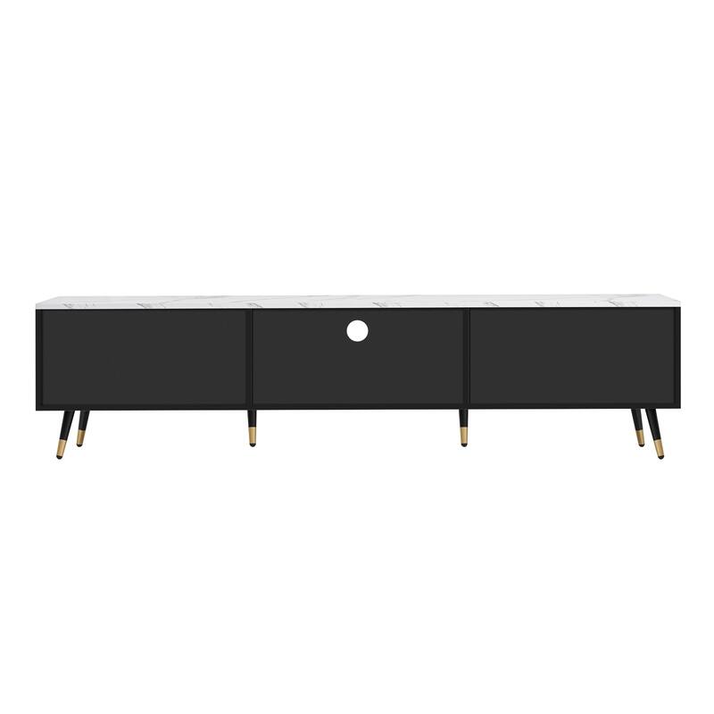 71" Modern TV Stand with 2 Cabinets & Open Compartments, Entertainment Center for TVs up to 80", Television Console