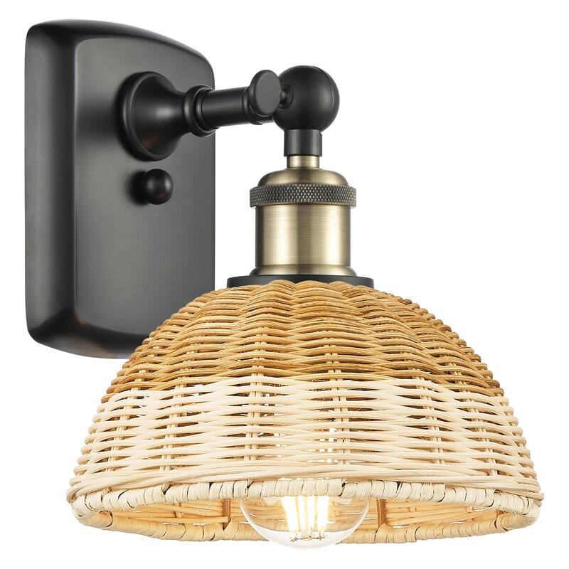 Innovations Lighting 516-1W-8-8 Bristol Natural II Sconce Bristol - Black Antique Brass / Natural