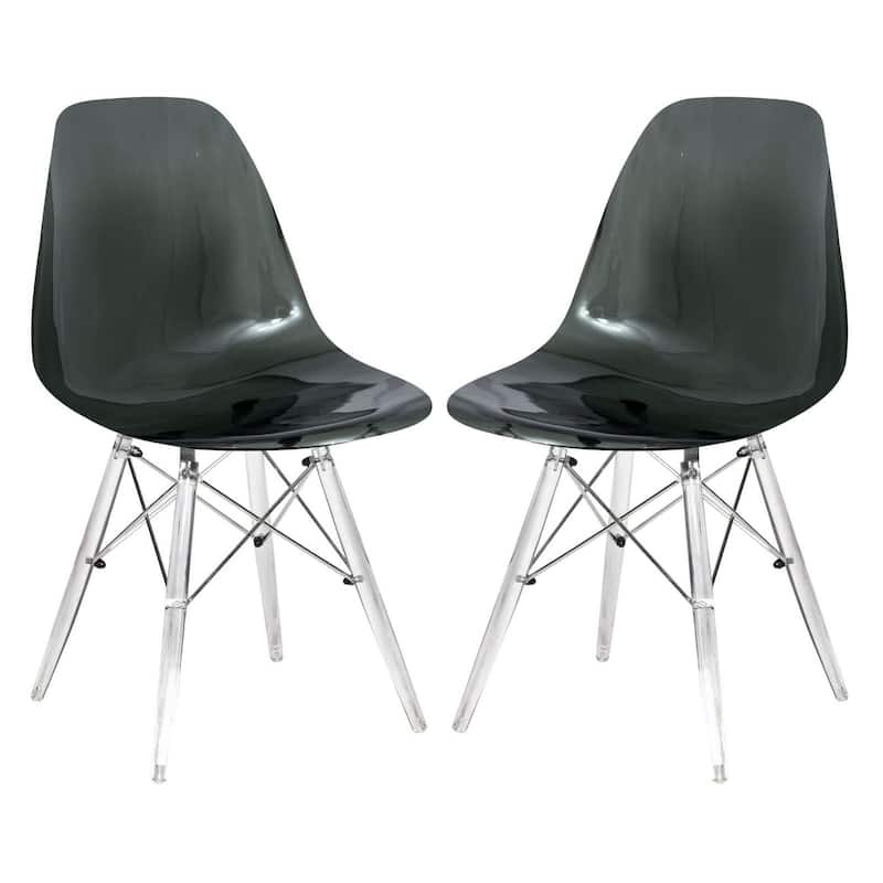 Crescro Dining Chair in Acrylic with Eifel Legs Design Banquet Side Chair (Set of 2) for Indoor and Outdoor - 32" Height - Transparent Black