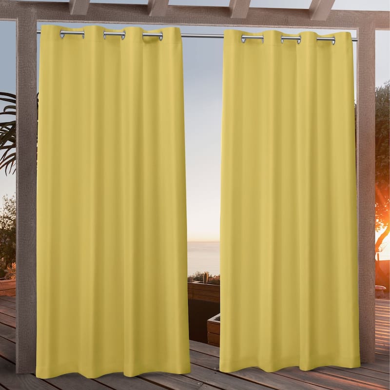 Nicole Miller Canvas Outdoor Curtain Panel Pair - 54x84 - Butter
