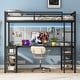 preview thumbnail 4 of 14, Twin XL Metal Loft Bed with Desk and Shelves,