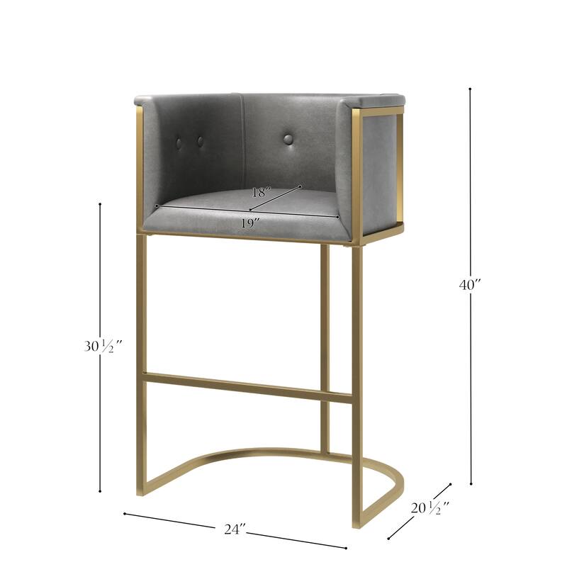 Manhattan Modern Bar Stool - Faux Leather with Gold-Finish Metal Base