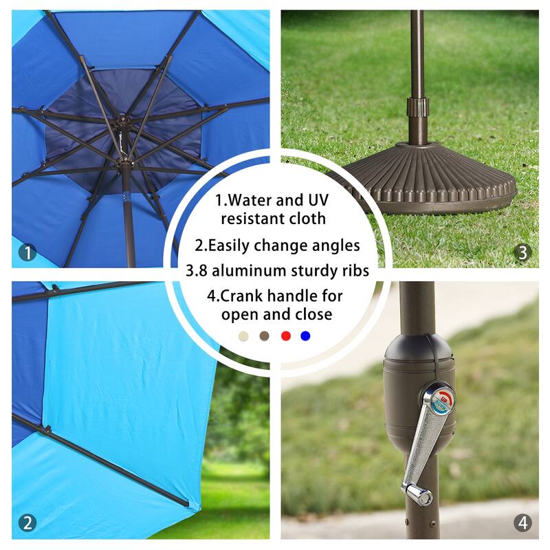 Aoodor Patio Umbrella 10 ft. for Dining Table Outdoor Market Yard Use 3 Tier Ventilation (Umbrella only)