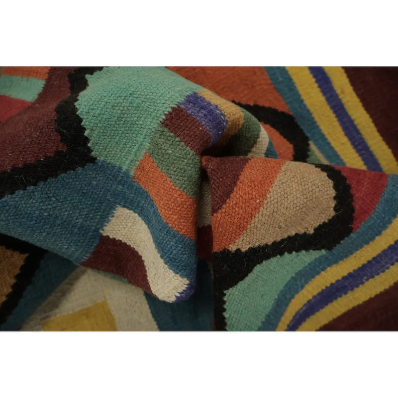 Hand Woven Oriental 100% Wool Carpet Southwestern Modern Beige & Ivories Kilim Area Rug - 10' 0'' X 8' 5''