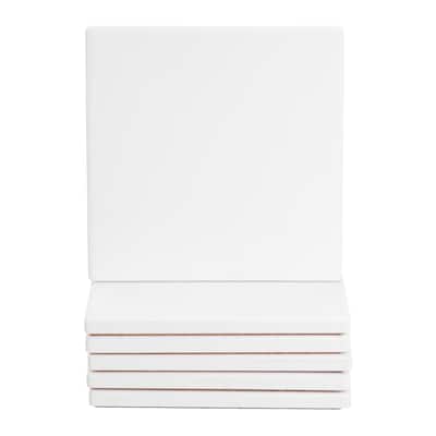 6Pcs White Marble Square Absorbent Coasters with Cork Backing Non-Slip 4in