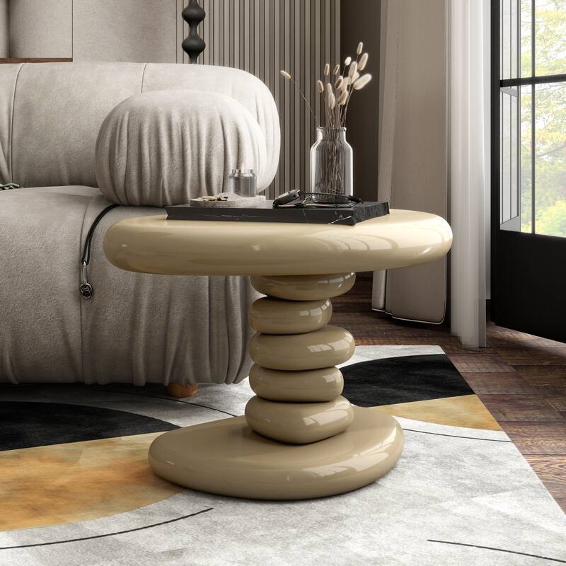 24/7 Shop At Home Modern 2-Piece Oval Glossy Low Profile Coffee Table Set