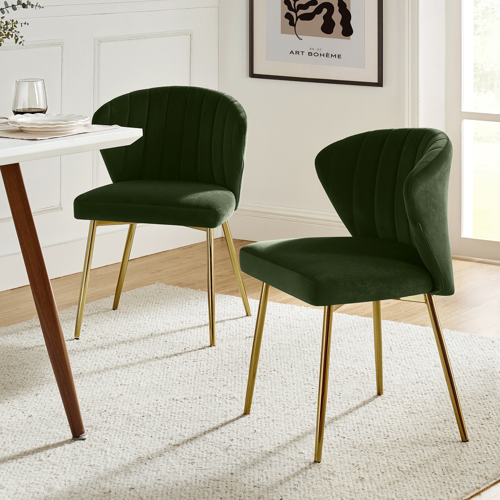 Barbara Contemporary Upholstered Side Chair with Metal Legs by HULALA HOME