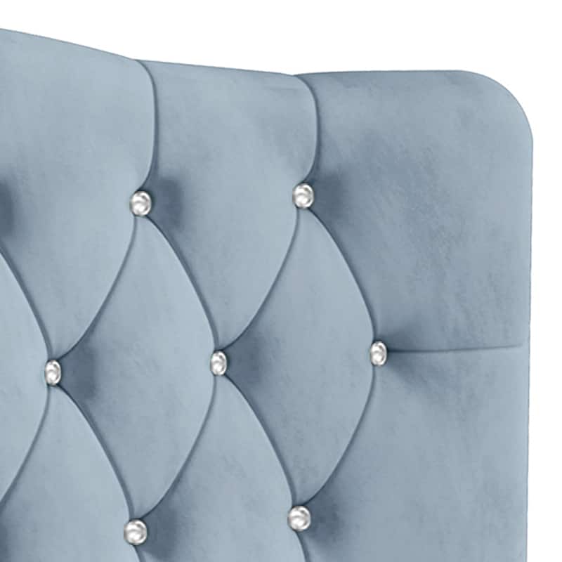 CraftPorch Velvet Button Tufted Curved Adjustable Headboard