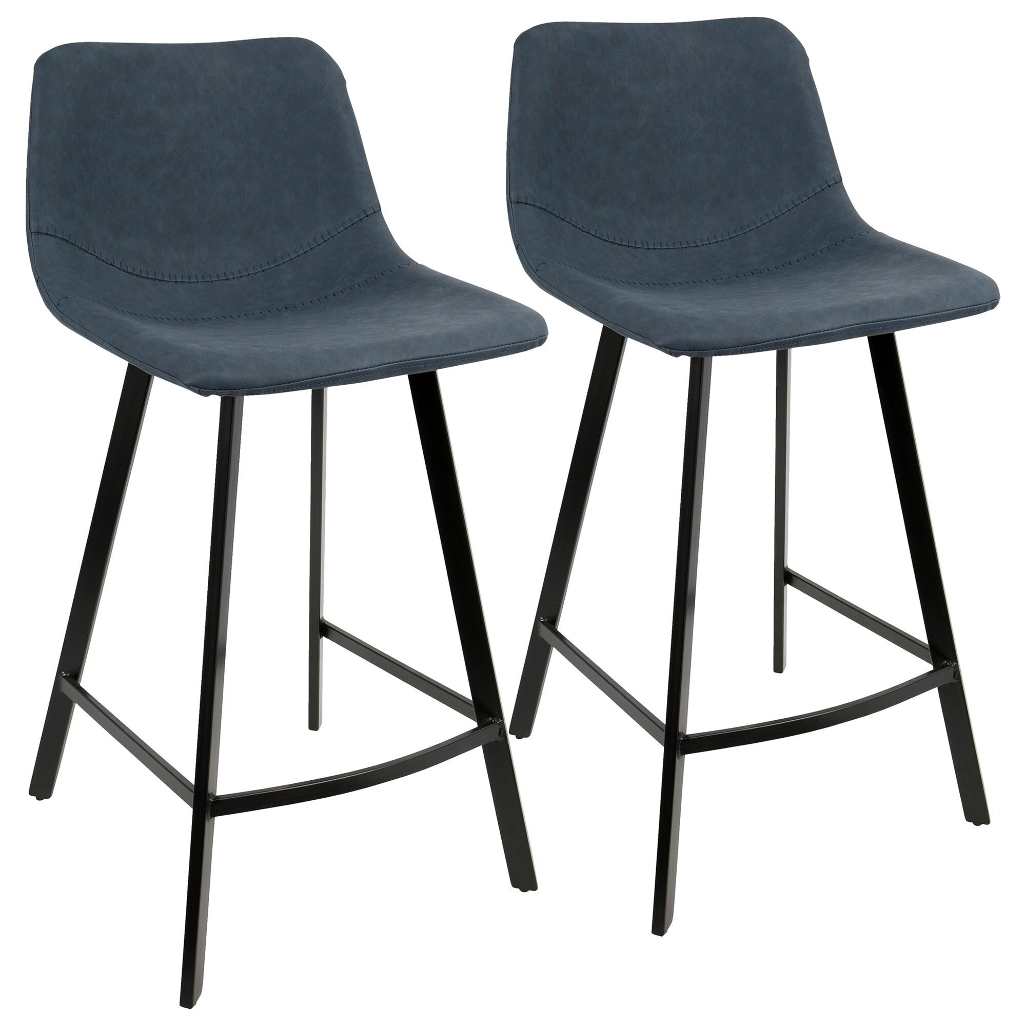 Shop Outlaw Industrial Counter Stool In Metal And Faux Leather Set Of 2 Overstock 15393377