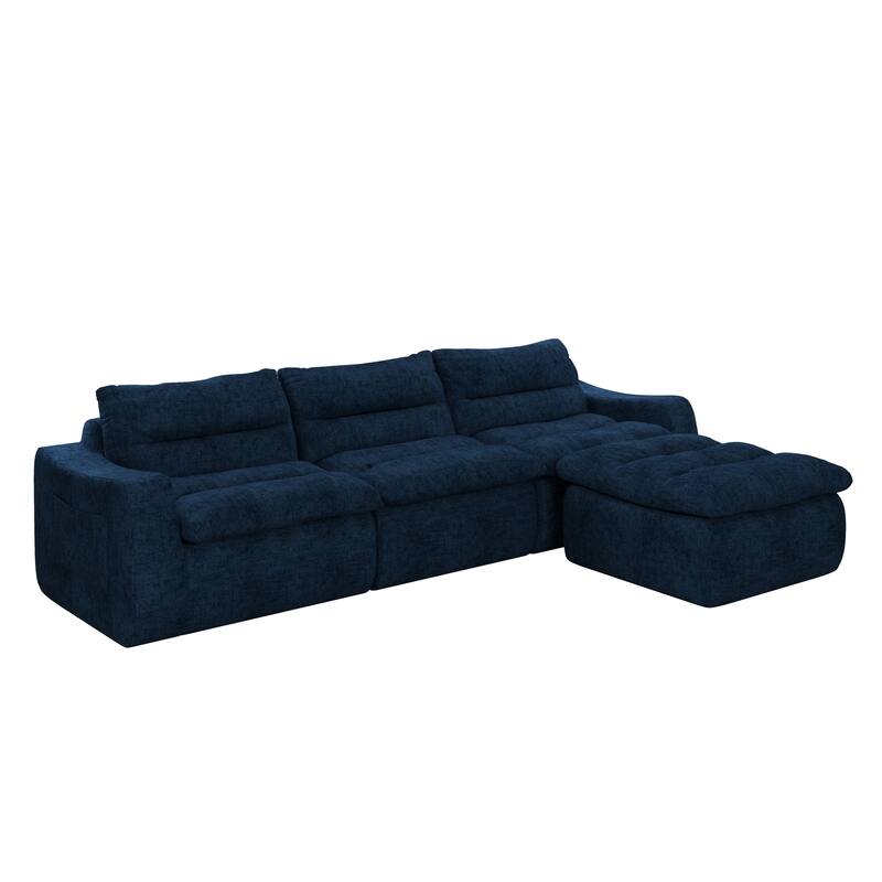 Ultra Comfy Lazy Beanbag Sofa, Modular L-Shape Compact Combined Seat