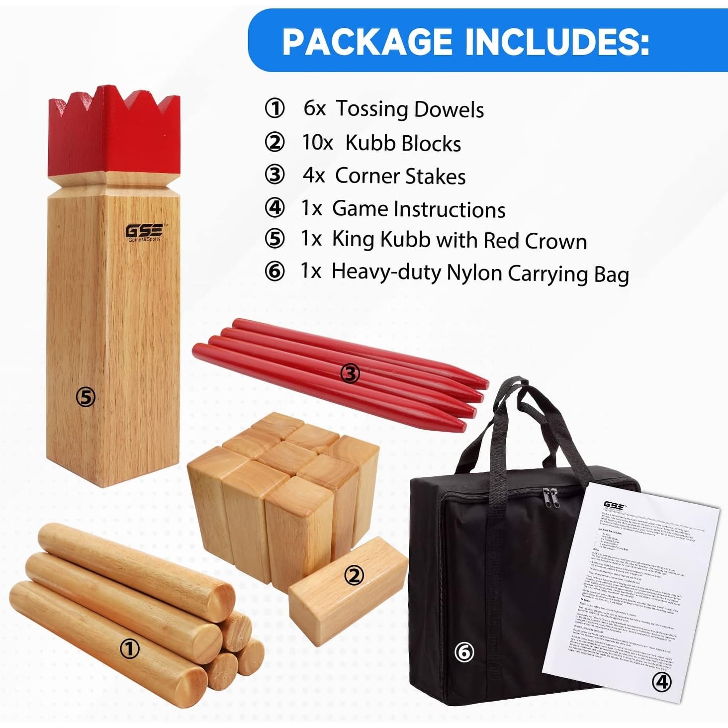 ropoda Kubb Game Premium Set - Game Set for Yard/Outdoor/Lawn/Beach -  Pinewood Viking Chess Game with Carrying Bag for Adults and Kids