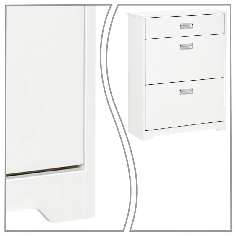 Modern Minimalist 3-Drawer Shoe Storage Cabinet, White