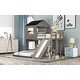 preview thumbnail 2 of 39, Full double wooden bed with slide and guardrail, antique grey