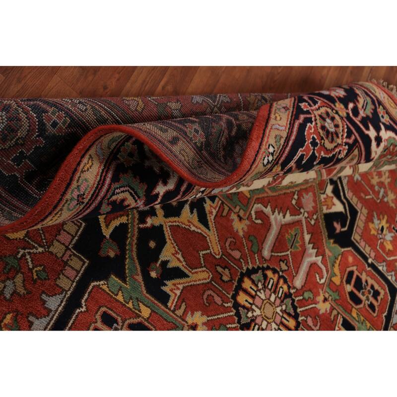 Orange Heriz Serapi Indian Area Rug Handmade Wool Carpet - 8'11"x 11'10"