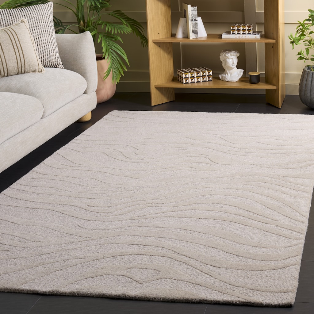 SAFAVIEH Handmade Ebony Ajka Zebra Wool & Viscose Rug
