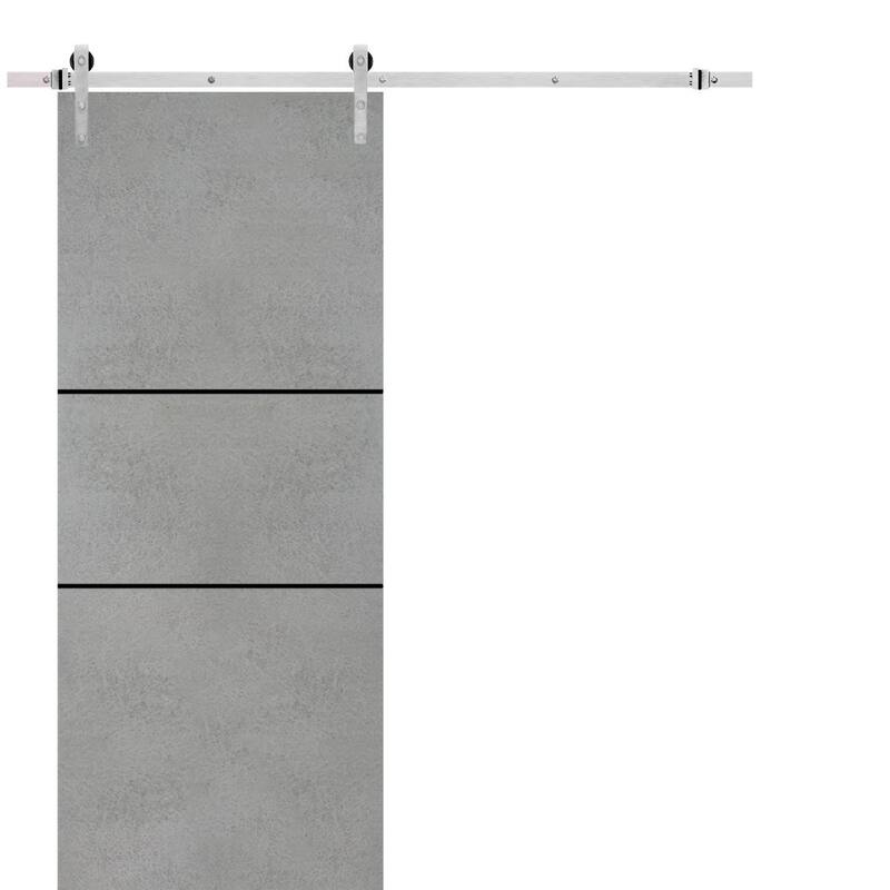 Sturdy Barn Door 36 x 80 Planum 0014 Concrete with 6.6FT - 32" x 84"