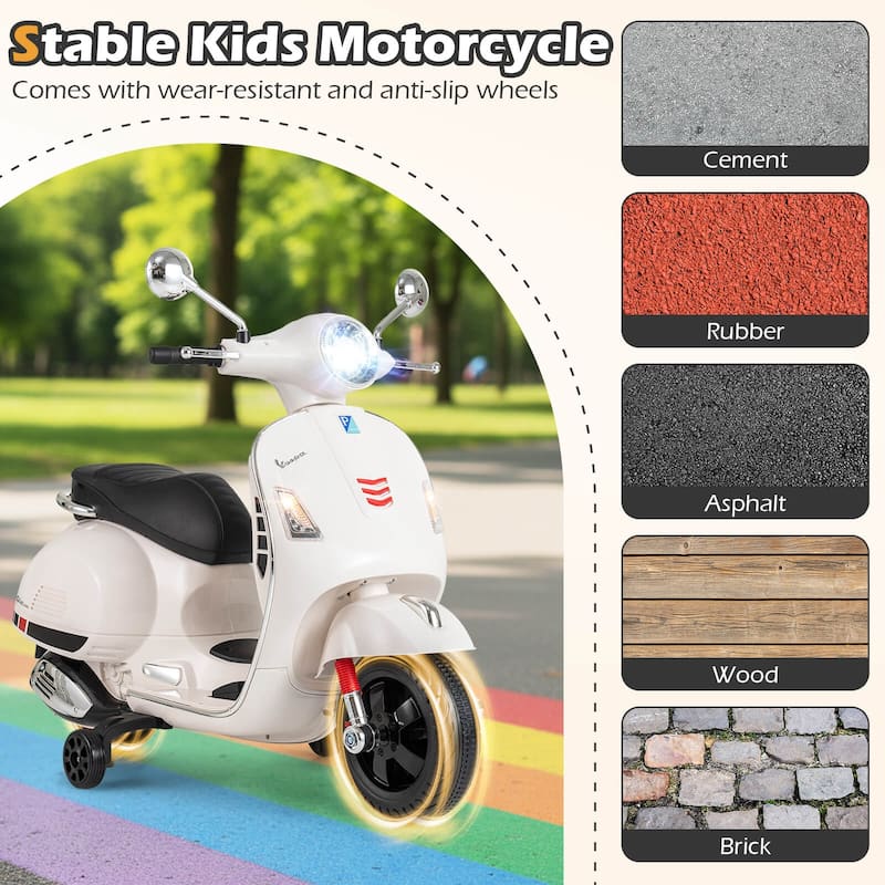 Costway Licensed VESPA 12V Kids Electric Motorcycle with Music Horn - See Details
