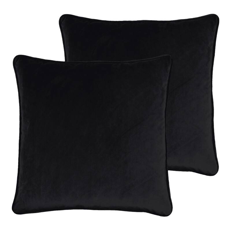 Sherry Kline Elite Velvet Corded Edge - Feather/Down Fill, Zippered, Set of 2 Pillows - Black - 20"x20"