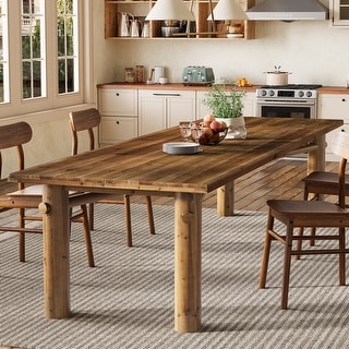 Solid Wood Dining Table for 6, 63 Inch Real Wood Kitchen Table - Bed ...