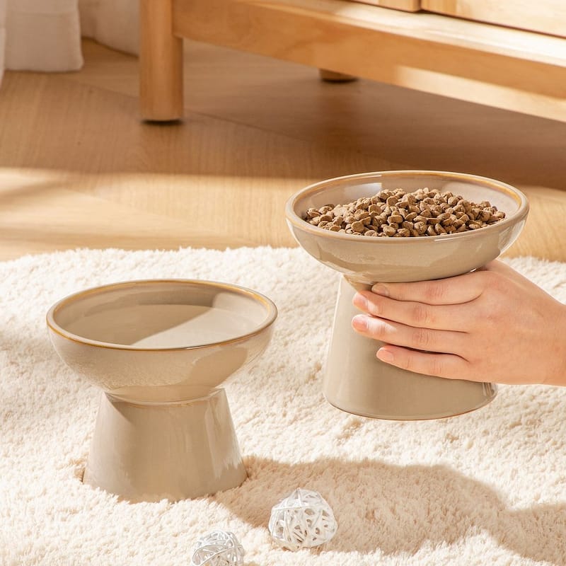 vancasso Elevated Stoneware 2-Piece Raised Dog & Cat Bowl Set