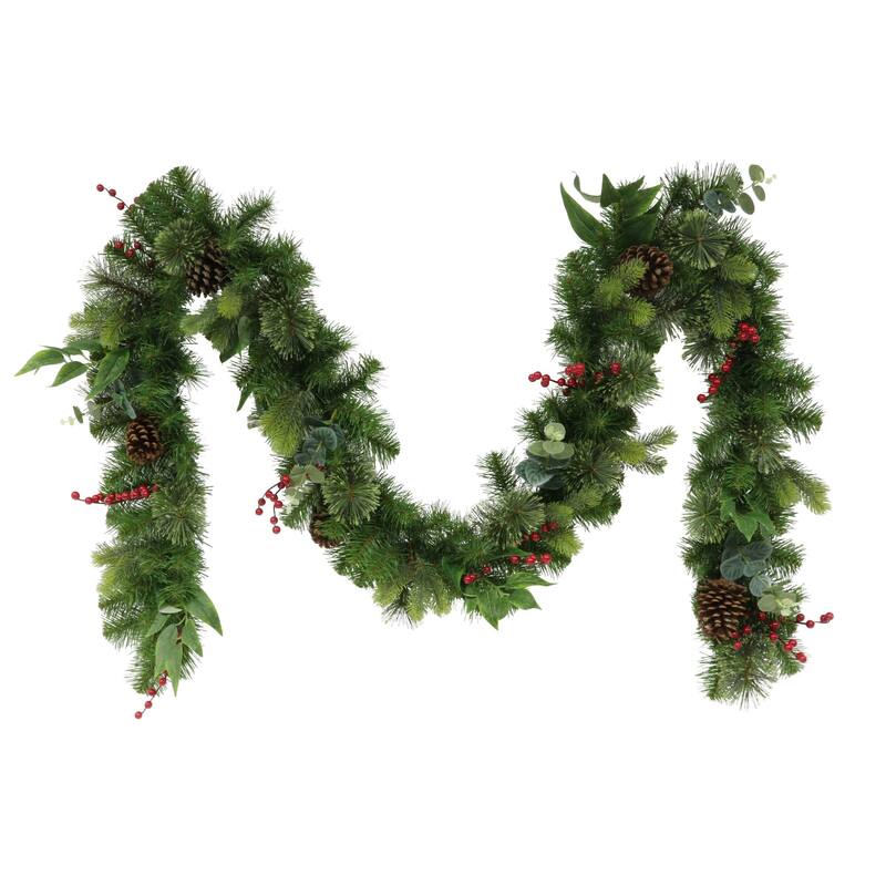 Berries and Pine Cones Artificial Christmas Garland - 9' x 10" - Unlit
