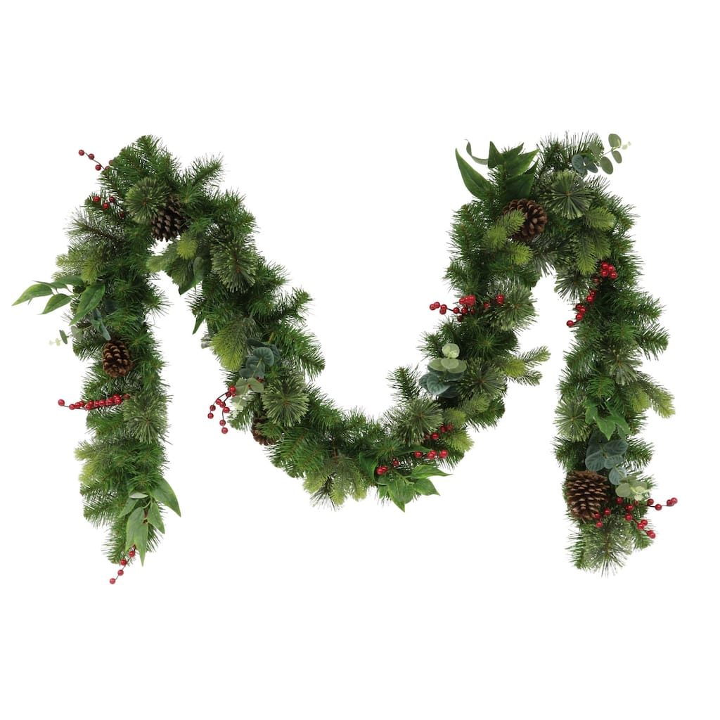 Berries and Pine Cones Artificial Christmas Garland - 9' x 10" - Unlit
