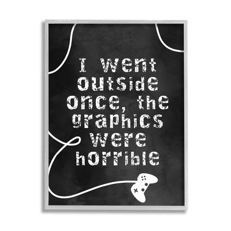 Stupell Outside Graphics Were Horrible Phrase Gamer Humor Framed Wall Art - 16 x 20 - Grey