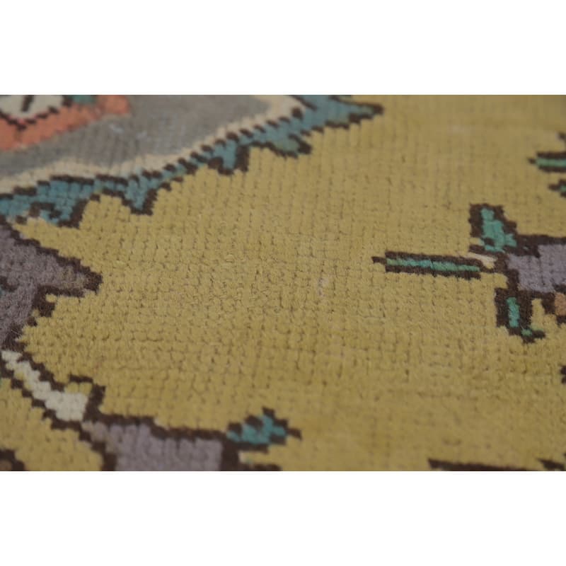 Tabriz Persian Vintage Rug Traditional Yellow Handmade Wool Carpet - 6'3" x 9'4"